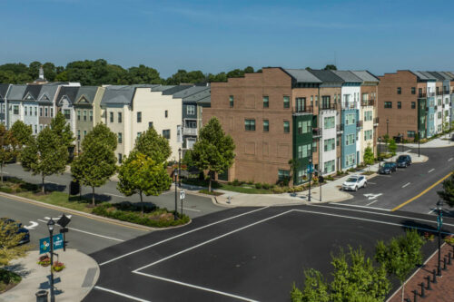 Aerial view at the townhomes at Libbie Mill