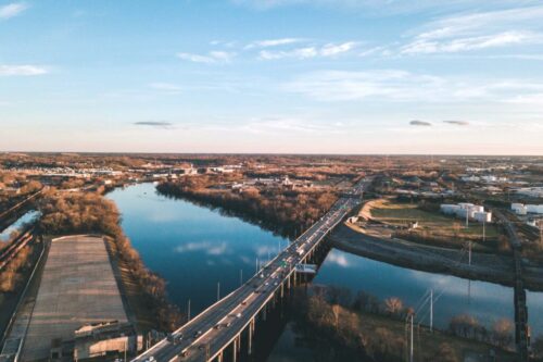 Floor-to-ceiling windows and balconies offer exclusive panoramic views of the James River, where you can watch kayakers and rafters navigate the scenic waters